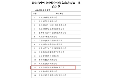 示剑网络成功入选“沈阳市中小企业数字化服务商遴选第一批白名单”